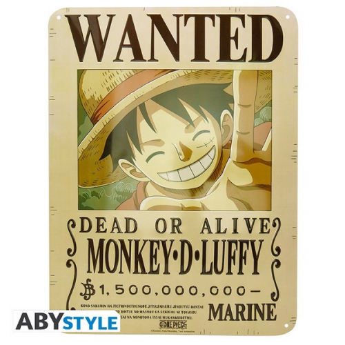 ONE PIECE - Plaque métal "Luffy Wanted New World"