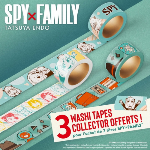 OFFERT : SPY x FAMILY - 3 WASHI TAPES COLLECTOR OFFERTS POUR L'ACHAT DE 2 TOMES (VF)